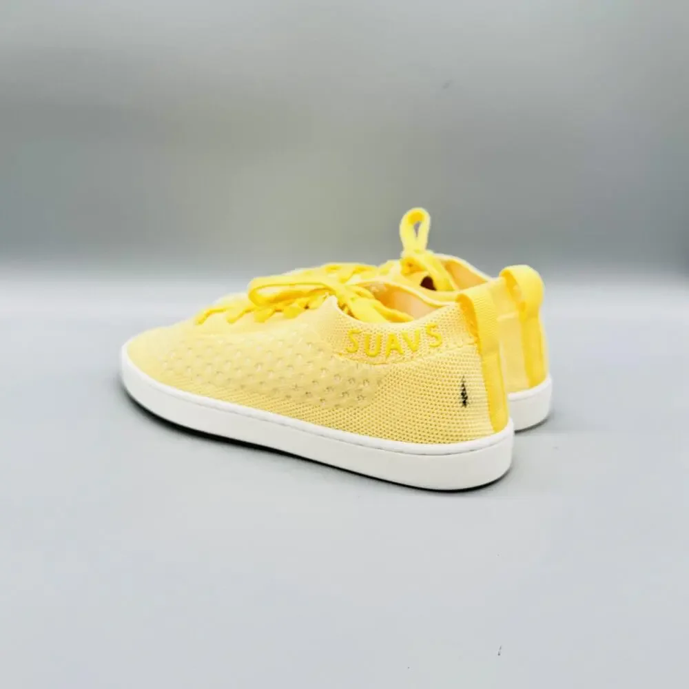 SUAVS Shoes Womens 7 Yellow Knit Lace Up Walking Sneakers Lightweight Comfort